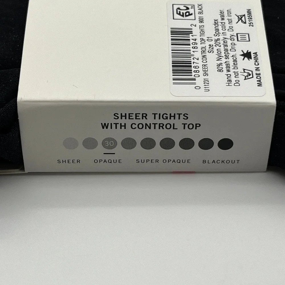 Hue Sheer Tights Womens Size 1 Black Control Top U11231 Perfit Technology New